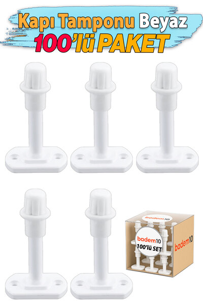 Badem10 Beyaz 100 ADET Kapı Pencere Arkası Vidalı Silikon Tampon Duvar Boya Koruyucu Koruma Stoper Seti