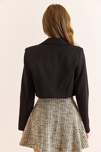 Olalook Жіночий чорний підкладковий блейзер з шнурками CKT-19000464