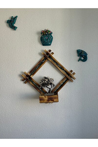 BY AHŞAP DEKOR Kareli Ahşap Kutu Duvar Dekoru 50x50