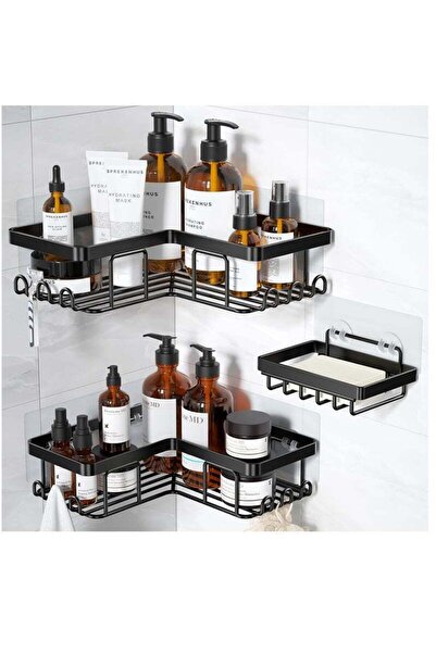 Arabest 3-Pack Corner Adhesive Shower Caddy,with Soap Holder 12 Hooks,Rustproof Stainless Steel No Drill