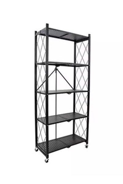 ORIAN رف تخزين للمطبخ بخمسة إطارات، أسود، 165×40×15 سم