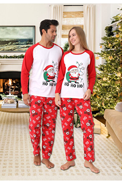 Intisimo Pijamale bărbătești, Moș Crăciun, HoHoHo, bumbac, roșu/alb - XL