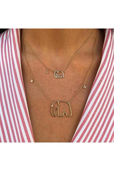 Pursehuit Colier auriu, cu elefanți, Ditte Gold color C9