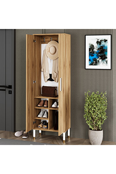 Kalender Dekor Buket-1 Ayaklı Aynalı Ayakkabılık Portmanto Vestiyer