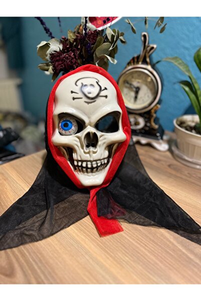 CN قناع الهيكل العظمي بعين واحدة مضيء للهالوين