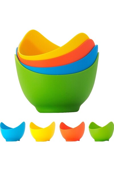 Flippy Set of 4 Flippy Poached Egg Molds, Made of High Temperature Resistant Silicone, Multicolor