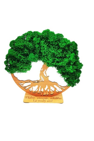 OEM Decoratiune Copacul vietii cu licheni, cu suport gravat cu mesaj 'La mult...