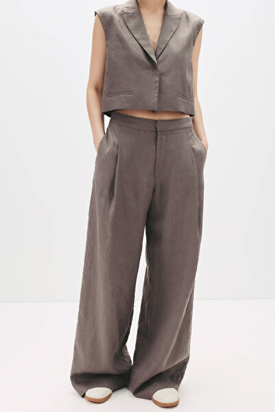 Pull & Bear 100% linen pleated pants