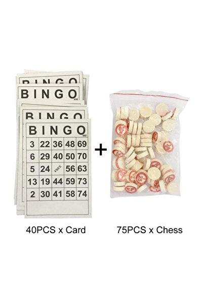 Choice one size white 40 bingo cards + 75 chess pieces do not repeat bingo cards BINGO cards digital childr