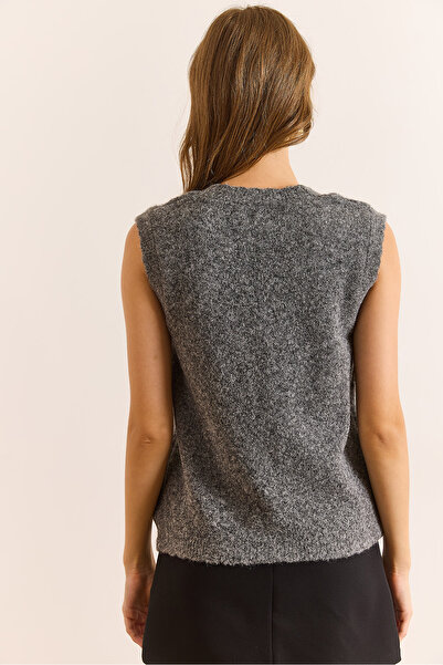 Olalook Women's Smoked Buttoned Soft Textured Knit Vest Ylk-19000088