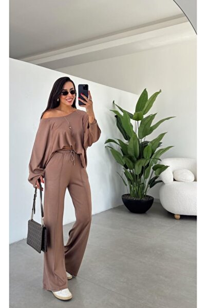 Mars Geniş Yaka Modal Bluz - Palazzo Pantolon Takım
