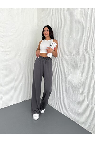 Yelken Giyim Kadın Siyah Bol Kesim Geniş Paça Jogger Pantolon Yumuşak Esnek Eşofman Alt