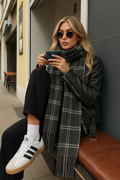 Goldmine Eșarfă unisex, ușoară, cu dungi negre