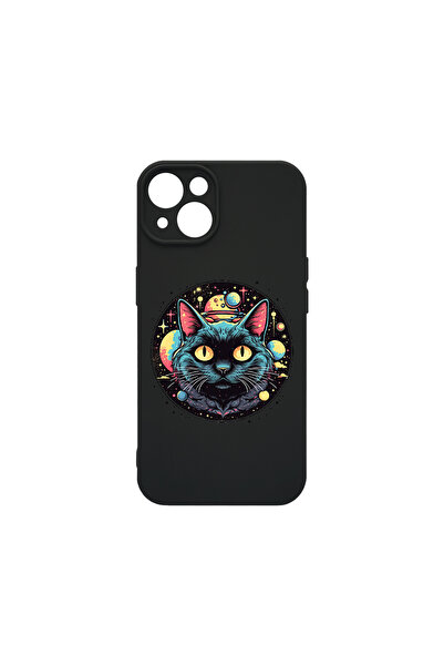 bestcase Carcasă premium din silicon pentru Apple iPhone 15 Plus, Pisica Neag...