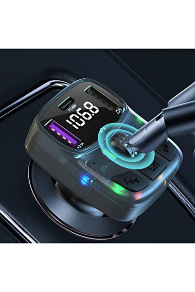 GENAX Bluetooth 5.3 FM Transmitter Araç İçi PD 30W Çıkışlı LED Renk Seçenekli