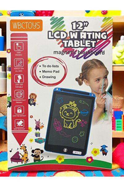 WBC TOYS جهاز لوحي للرسم للأطفال متعدد الألوان مقاس 12 بوصة، شاشة LCD متعددة الألوان، قلم رقمي للكتابة، لعبة مقاس 30.48 سم