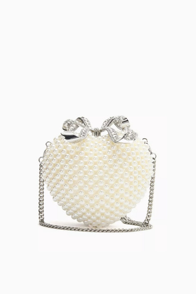 Self Portrait Deri İnci Kalpli Clutch Çanta, Self-Portrait, Şık & Işıltılı