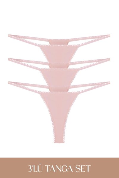 Feu De Elu Cotvie Dusty Rose Cotton Thong Panties Set of 3