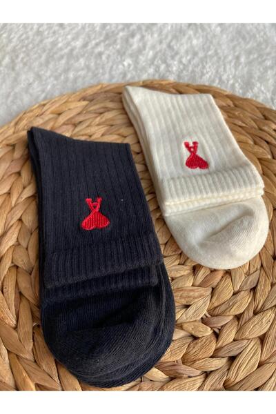 EFİLACCESSORİES A Heart-Shaped 2-Piece Premium Women's Socks