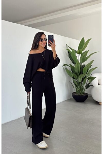 Mars Geniş Yaka Modal Bluz - Palazzo Pantolon Takım