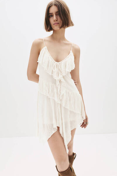 Pull & Bear Short asymmetric ruffle dress