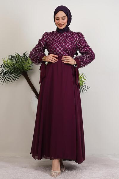 GİYZAMİLA Leyal Tulle Detail Dress Purple