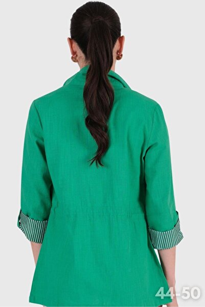 Spazio Oriente Dik Yaka Fermuarlı Çıtçıtlı Kaban YEŞİL