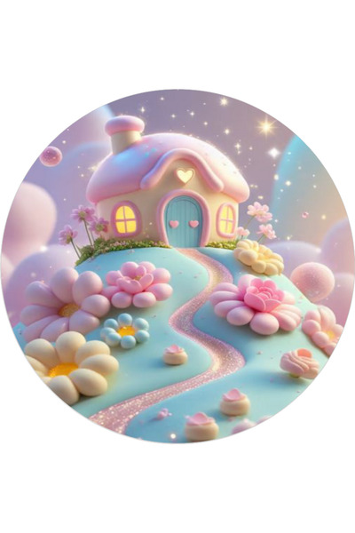 BatıDoğu Yenilebilir Yuvarlak Pasta Resim Baskısı 20 cm Şekerli Kağıt Çiçek T...