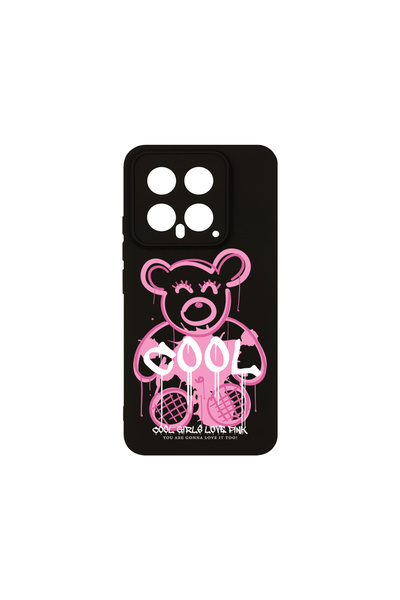 bestcase Husă premium din silicon pentru Xiaomi 14, Teddy Bear Cool Pink, PB ...