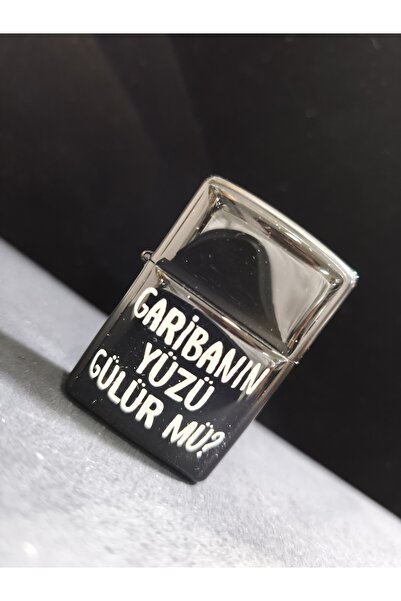 enyatakı Garibanın yüzü gülür mü yazılı benzinli metal tarz çakmak
