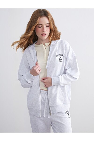 LC Waikiki Cc collection - Kapüşonlu Oversize Kadın Kalın Fermuarlı Sweatshirt