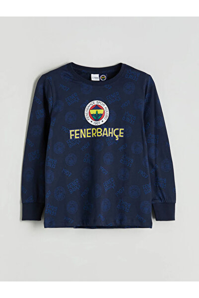 LC Waikiki LCW KidsLacivert Bisiklet Yaka Fenerbahçe Baskılı Erkek Çocuk Pijama Takımı