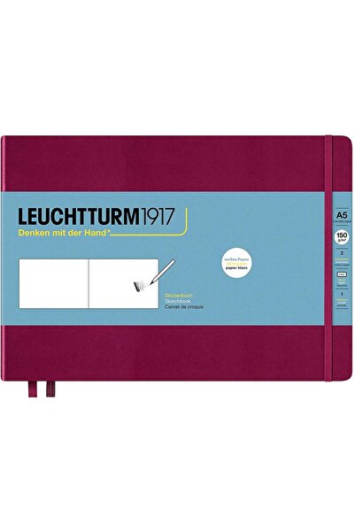 Leuchtturm 1917 Sketchbook 150gr Landscape Medium A5 Hardcover 112 Pages Port Red