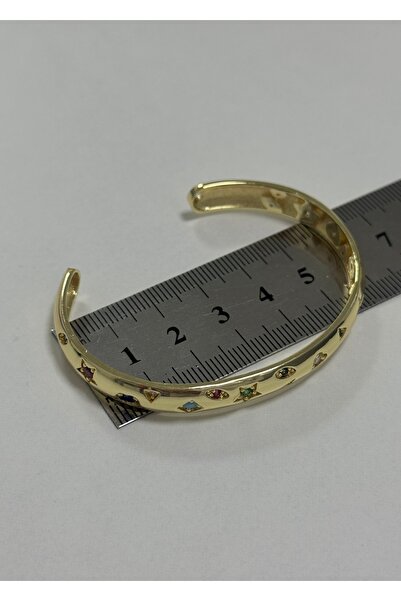 KİLİGİSTANBUL GOLD RENK, RENKLİ FİGÜRLER ESNEK BİLEZİK