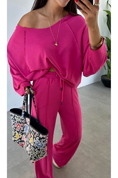 Mars Geniş Yaka Modal Bluz - Palazzo Pantolon Takım