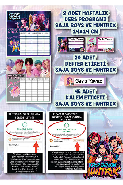 cakaybu Set de autocolante pentru școală K-Pop Demon Hunters Saja Boys & Hunt...