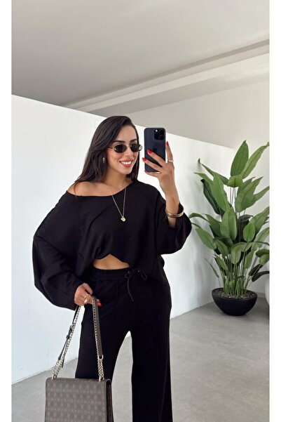 Mars Geniş Yaka Modal Bluz - Palazzo Pantolon Takım