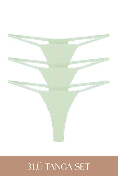 Feu De Elu Cotvie Mint Cotton Thong Set of 3 Panties