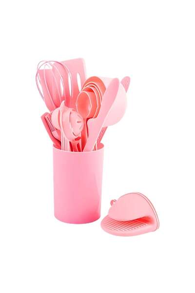 ZanaCasei Set Ustensile Bucătărie 21 Piese din Silicon - Roz, Antiaderent, Design Modern