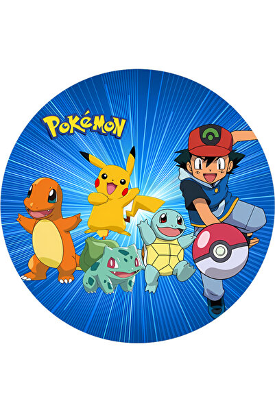BatıDoğu Yenilebilir Yuvarlak Pasta Resim Baskısı 20 cm Şekerli Kağıt Pokemon...