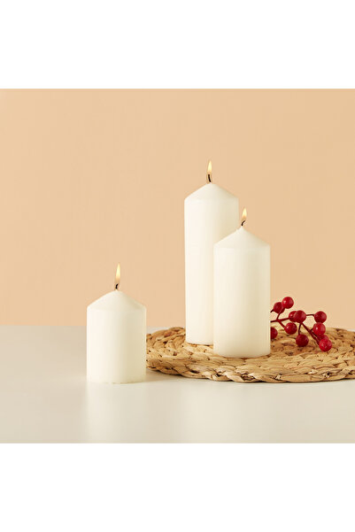 Lifestyle مجموعة شموع أساسية غير معطرة مكونة من 3 قطع