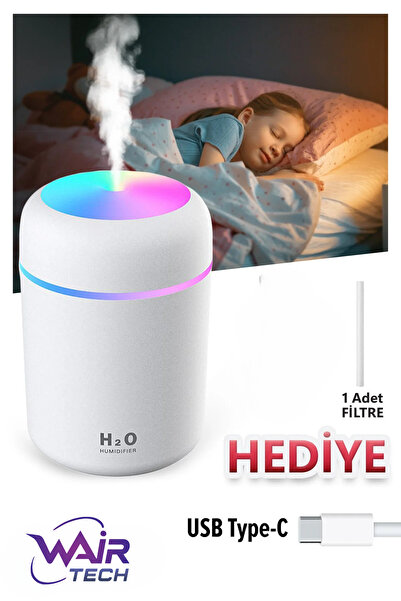 Wair Teknoloji 300 ml H2O Ultrasonik Ledli Hava Nemlendirici Buhar Makinesi V...