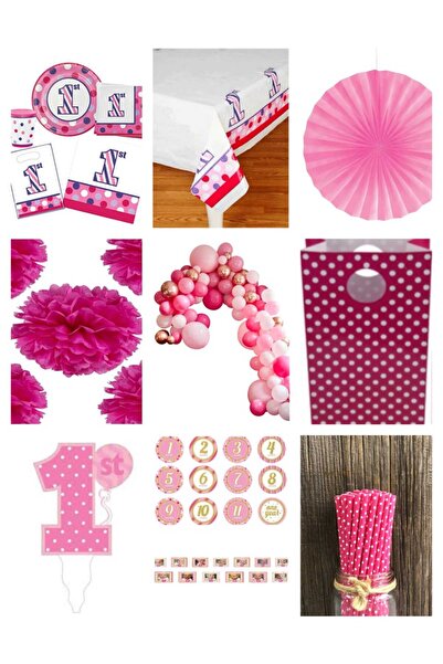 Star birthday pink party supply set