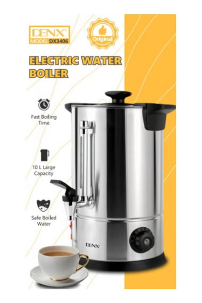 Denx Water Boiler, Stainless Steel Tap |10L Kettle with Water Level Gauge & Indicator Lights Power 1800W