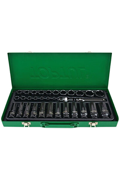 TOPTUL Set 32 capete tubulare adânci de impact TOPTUL, prindere pătrat 1/2 in...