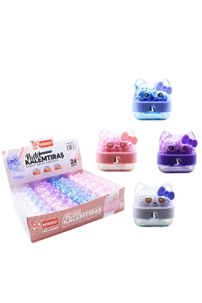 Mikro Mk-4060 Colorful Foam Bead Cutie Kitty Pastel Pencil Sharpener