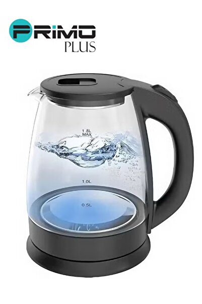 Primo Plus Glass Electric Kettle with LED Light at Bottom - 2L Capacity, 1500W
