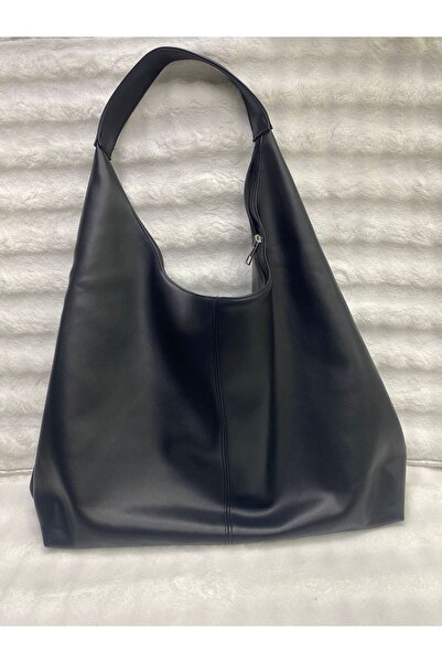 Kiki Kadın Siyah Büyük Boy Omuz ve Tote Çanta - Geniş Hacim
