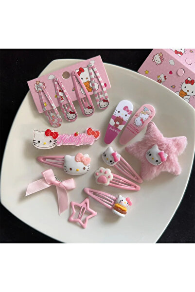 Choice مجموعة مشابك شعر مينيسو مكونة من 14 قطعة - وردية اللون، بتصميمات هيلو ...