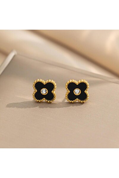 Pursehuit Golden earrings, made of stainless steel, flower shape, with zirconia, blown with 18k gold, Gea C1